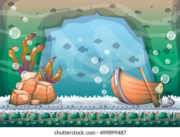 cartoon vector underwater background with separated layers for game art and animation game design asset in 2d graphic