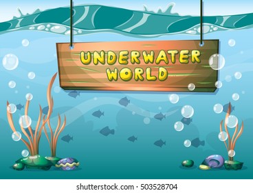 cartoon vector underwater background with separated layers for game art and animation game design asset in 2d graphic