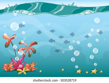 cartoon vector underwater background with separated layers for game art and animation game design asset in 2d graphic