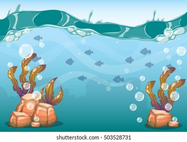 cartoon vector underwater background with separated layers for game art and animation game design asset in 2d graphic
