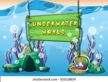 cartoon vector underwater background with separated layers for game art and animation game design asset in 2d graphic