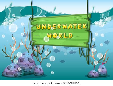 cartoon vector underwater background with separated layers for game art and animation game design asset in 2d graphic