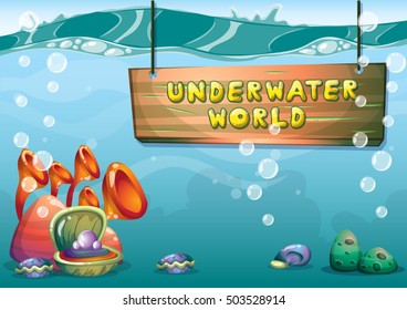 cartoon vector underwater background with separated layers for game art and animation game design asset in 2d graphic