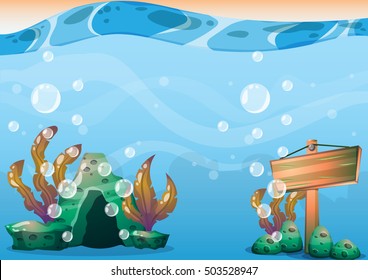 cartoon vector underwater background with separated layers for game art and animation game design asset in 2d graphic