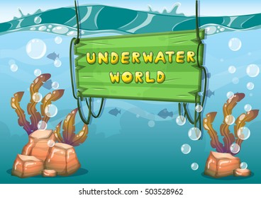 cartoon vector underwater background with separated layers for game art and animation game design asset in 2d graphic