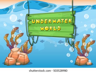 cartoon vector underwater background with separated layers for game art and animation game design asset in 2d graphic
