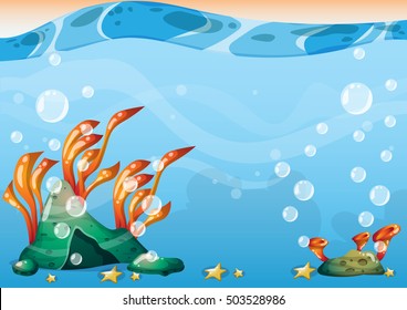 cartoon vector underwater background with separated layers for game art and animation game design asset in 2d graphic
