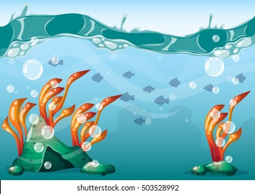 cartoon vector underwater background with separated layers for game art and animation game design asset in 2d graphic