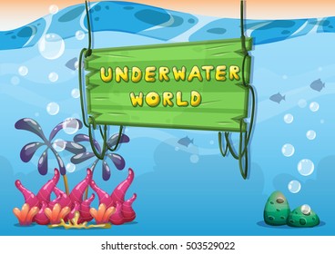 cartoon vector underwater background with separated layers for game art and animation game design asset in 2d graphic