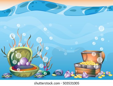 cartoon vector underwater background with separated layers for game art and animation game design asset in 2d graphic