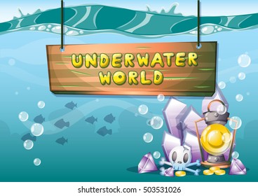 cartoon vector underwater background with separated layers for game art and animation game design asset in 2d graphic