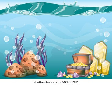 cartoon vector underwater background with separated layers for game art and animation game design asset in 2d graphic