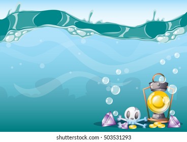 cartoon vector underwater background with separated layers for game art and animation game design asset in 2d graphic