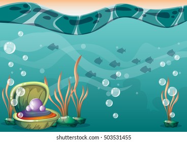 cartoon vector underwater background with separated layers for game art and animation game design asset in 2d graphic