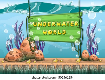 cartoon vector underwater background with separated layers for game art and animation game design asset in 2d graphic