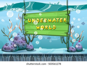 cartoon vector underwater background with separated layers for game art and animation game design asset in 2d graphic