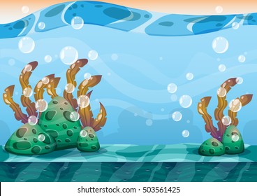 cartoon vector underwater background with separated layers for game art and animation game design asset in 2d graphic