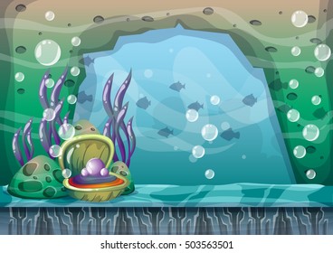 cartoon vector underwater background with separated layers for game art and animation game design asset in 2d graphic