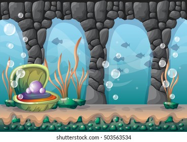 cartoon vector underwater background with separated layers for game art and animation game design asset in 2d graphic