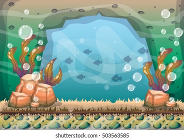 cartoon vector underwater background with separated layers for game art and animation game design asset in 2d graphic
