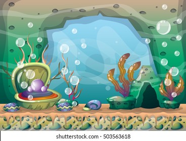 cartoon vector underwater background with separated layers for game art and animation game design asset in 2d graphic