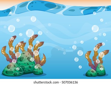 cartoon vector underwater background with separated layers for game art and animation game design asset in 2d graphic