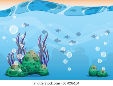 cartoon vector underwater background with separated layers for game art and animation game design asset in 2d graphic