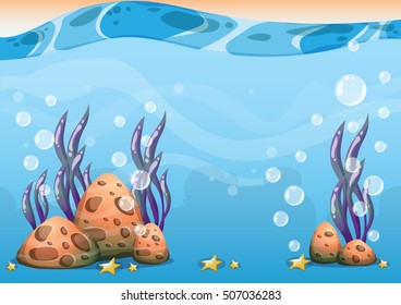 cartoon vector underwater background with separated layers for game art and animation game design asset in 2d graphic
