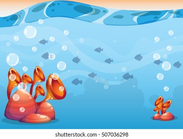 cartoon vector underwater background with separated layers for game art and animation game design asset in 2d graphic