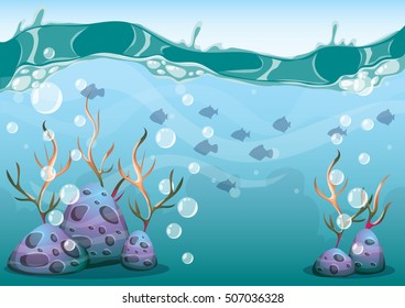 cartoon vector underwater background with separated layers for game art and animation game design asset in 2d graphic