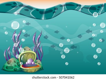 cartoon vector underwater background with separated layers for game art and animation game design asset in 2d graphic