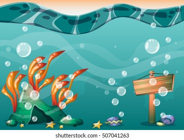 cartoon vector underwater background with separated layers for game art and animation game design asset in 2d graphic