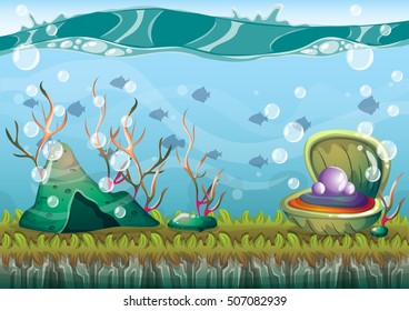 cartoon vector underwater background with separated layers for game art and animation game design asset in 2d graphic
