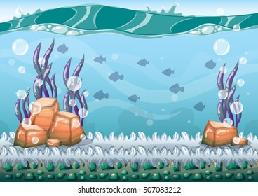 cartoon vector underwater background with separated layers for game art and animation game design asset in 2d graphic