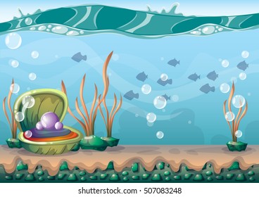 cartoon vector underwater background with separated layers for game art and animation game design asset in 2d graphic