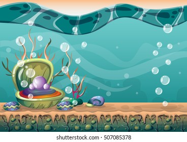 cartoon vector underwater background with separated layers for game art and animation game design asset in 2d graphic