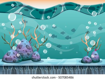 cartoon vector underwater background with separated layers for game art and animation game design asset in 2d graphic