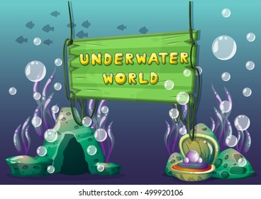 cartoon vector underwater objects with separated layers for game art and animation game design asset in 2d graphic