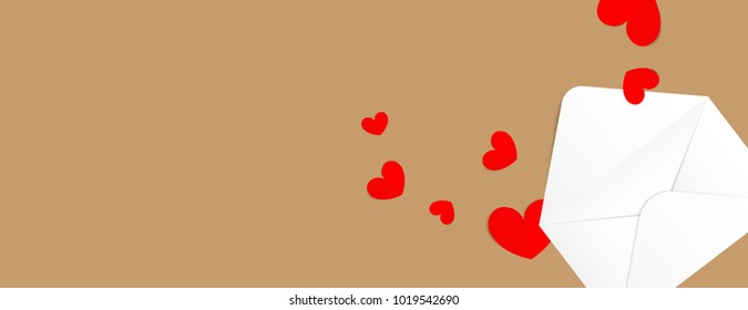 Cartoon vector of Valentine's letter envelope with hearts on pastel pink background as love, wedding concept decoration with copy space for banner or cover design