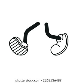 Cartoon vector walking feet in trainers or sneakers on stick legs in various positions eps 10