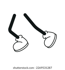 Cartoon vector walking feet in trainers or sneakers on stick legs in various positions eps 10
