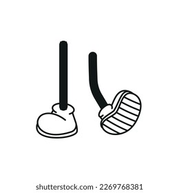 Cartoon vector walking feet in trainers or sneakers on stick legs in various positions eps 10