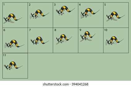 cartoon vector wasp animation fly. Game icon funny flying insect. Vector design for app user interface.