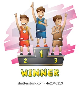 Cartoon vector winner sport with separated layers for game and animation, game design asset
