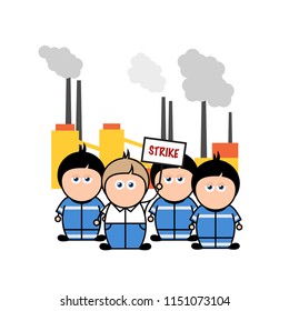 Cartoon vector workers on strike.