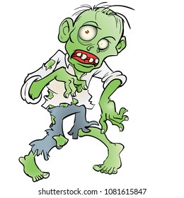 Cartoon vector zombie staggering 