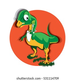 Cartoon Vegan Herbivorous Jurassic Picky Fussy Reptile Dinosaur Chilesaurus