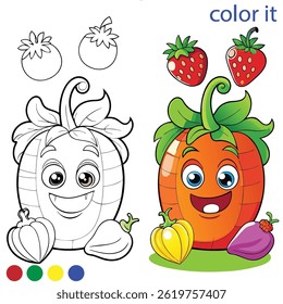 Cartoon Vegetable Characters for Kids' Coloring Book – Fun and Educational Illustration