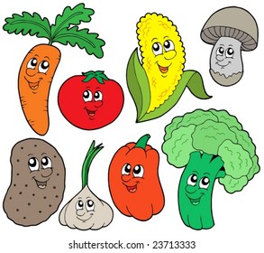 Cartoon vegetable collection 1 - vector illustration.