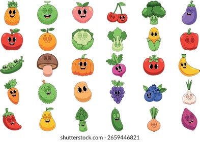 Cartoon Vegetable and Fruit Collection